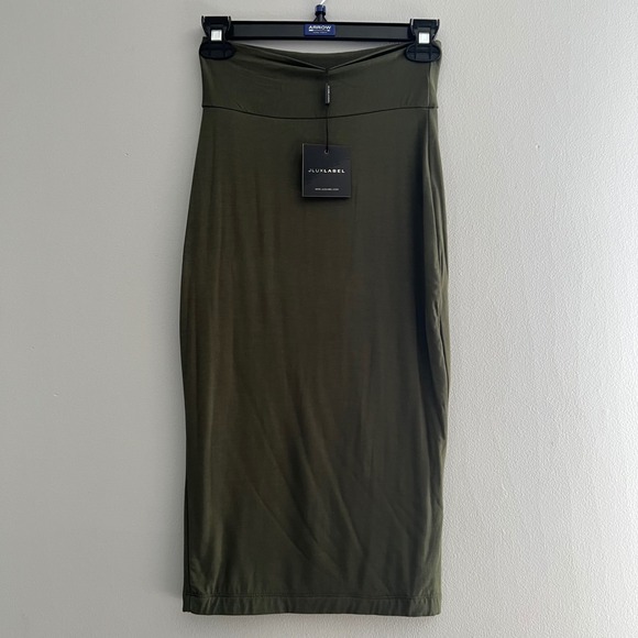 JLUXLABEL Dresses & Skirts - Jluxlabel Green Tube Midi Pencil Skirt Size Small Stretch Capsule Minimalist NEW